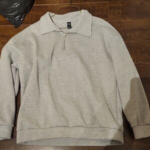 Men's Light Gray Quarter Zip Sweater